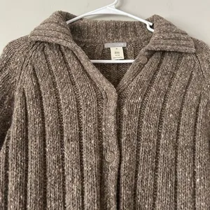 J. Crew Thick Wool Blend Cardigan Sweater Size Medium Fall Cozy Chic thumbnail 3