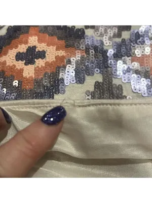 Love Marks Ivory Sequined Mini Skirt thumbnail 10