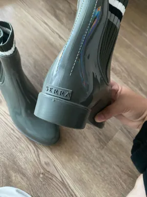 SERRA Women's Size 9 Olive Green Striped Slip-on Rubber Rain Boots New thumbnail 4
