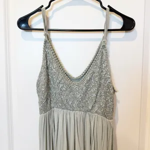 Scandal Italy Sage Green Sequin Midi Dress Medium Fairy Ethereal Empire‎ Waist thumbnail 2