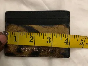 Michael Kors Black Brown Leopard Animal Money Pieces Coin Cardholder Case Wallet Purse Leather thumbnail 5