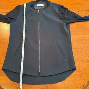 Lola & Sophie Black Zip Up Jacket Ribbed Sleeves‎ Size XS thumbnail 7