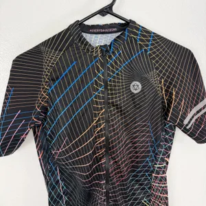 AGU Cycling Jersey Womens Large Black Multi Nocturnal Lines Performance Bike EUC thumbnail 2