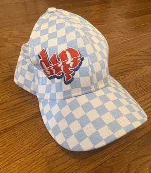 Light Blue & White Checkered Baseball Hat “Dip” Bar Shampoo One Size Adjustable thumbnail 1
