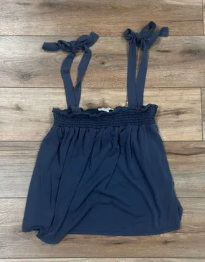 GREEN ENVELOPE Flowy Nautical Navy Blue Ribbon Tie Strap Tank Top | Size Large thumbnail 1