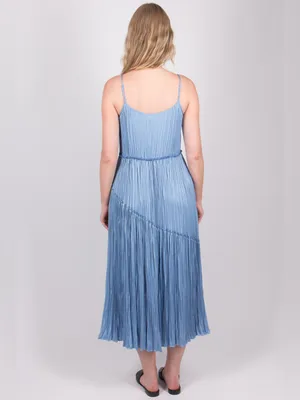 Vince Tiered Asymmetric Midi Dress Pale Fountain Medium thumbnail 3