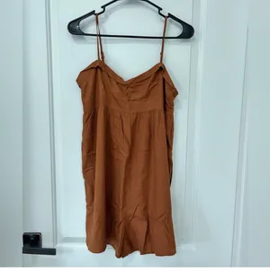 Vici Elaine Linen Babydoll Romper Sz M thumbnail 3