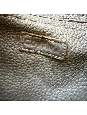 Cuyana Pebbled Leather Tote Bag Purse Taupe Monogram CAS thumbnail 6