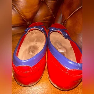 Beacon - Red and Blue Puddle Jumper Wedge Heel Patent Duck Shoes Sz 8.5 M thumbnail 8