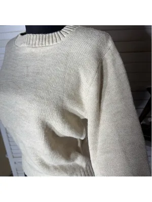 Vintage 90s sweater light beige preppy lightweight granola girl USA academia S thumbnail 3