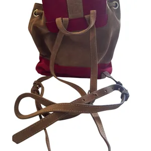 House of Harlow 1960 Juda Mini Backpack Suede Adjustable Straps Red‎ & Brown thumbnail 7