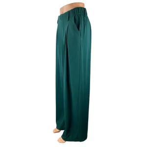 Halara Womens Green High Waisted Pleated Palazzo Wide Leg Trousers Dress Pants S thumbnail 2