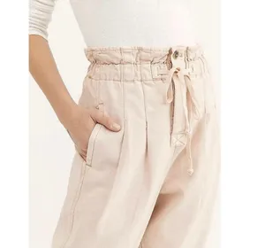 Free People Margate Paperbag Waist Pleated Misty Rose Trouser Pants Sz S thumbnail 8