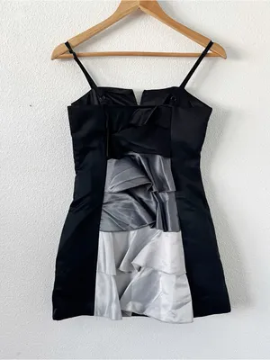 Forever 21 Y2K Black Satin Cutout Back Ruffle Homecoming Cocktail Mini Dress thumbnail 9