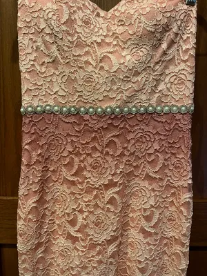 Pink Floral Sparkly Strapless Dress thumbnail 2