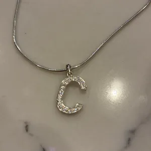 Sterling silver NWT 18” chain with rhinestone initial C thumbnail 3