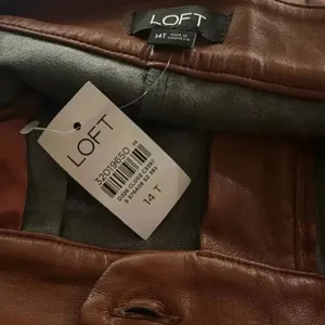 LOFT Tall Size 14 Faux Leather Pants Brown Button Tab NWT $89 thumbnail 5