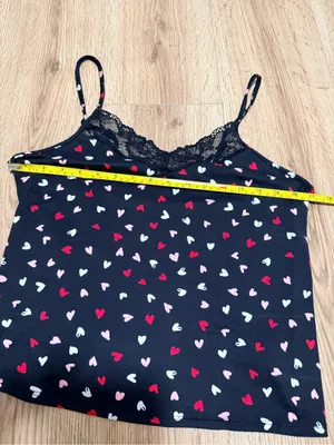Joyspun Y2K Coquette Black Heart Print Lace Cami Top Small thumbnail 3