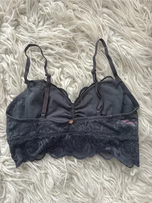 PINK Victoria’s Secret Gray Lace Longline Bralette Small thumbnail 3