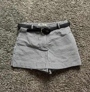 Zara Belted Navy Striped Mini Skort thumbnail 7