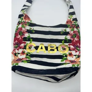 Floral and Striped Cabo Hobo Bag Purse Boho Peace Festival Hippie Artsy Vacation thumbnail 2
