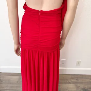 [Anthropologie] Bardot Red Mave Halter Neck Maxi Dress Low Back Ruched Slit 12 thumbnail 7