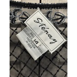 Stenay Black Silk Full Bead Gown & Jacket Sz 14 Adj Straps Lined Sparkle Formal thumbnail 4