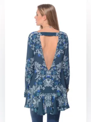 Free People "Smooth Talker" Tunic Swing Mini Dress Medium Boho Floral thumbnail 7