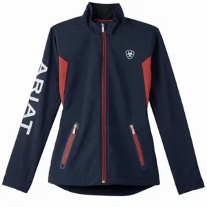 Ariat Team Women's Size XS Jacket Blue‎ & Red Softshell Full-Zip Ariat Spell Out thumbnail 1