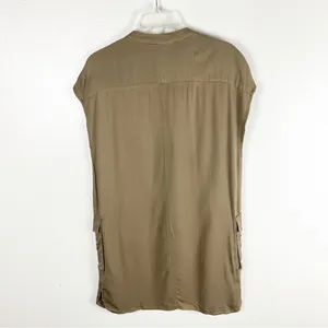 LULUS Sahara Khaki Short Sleeves Cargo Pockets Shift Safari Dress, Size Small thumbnail 2