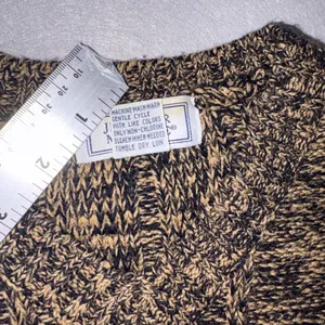 Vintage Jennifer Moore Marled Cable Knit V-Neck Sweater Brown Black Small thumbnail 4