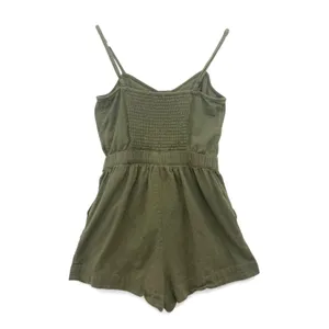 Aerie Olive Cotton Smocked Romper XS Pockets Cami thumbnail 3