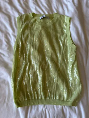 Zara Sequin Knit Sleeveless Top - Light Green thumbnail 3