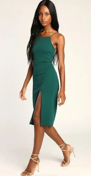 NEW Backless Party Dress Bodycon Side Split Midi Dress XS thumbnail 3