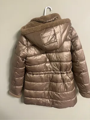 Ralph Lauren RLR Puffer Jacket Hooded Full Zip Womens Size Medium Brown Faux Fur thumbnail 2