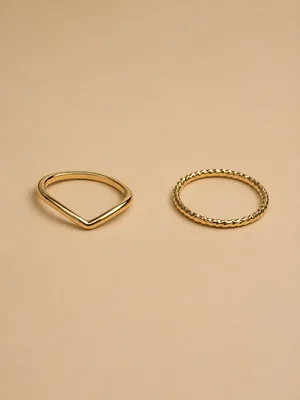 Simple & Dainty 14K Gold Filled Ring Set Size 6 thumbnail 3