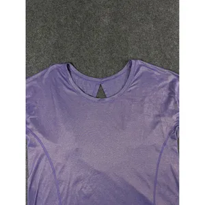 Lululemon Purple Heathered Open Back Yoga Training Top Short Sleeve Womens thumbnail 6