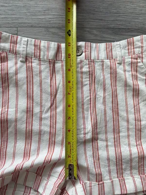 Forever 21 Striped Cotton Blend Women's Shorts in Cream with Red Stripe Size S thumbnail 5