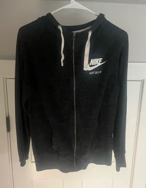 Nike Black Hoodie with White Trim and Logo Tag thumbnail 1