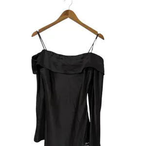 Lulus Luxurious Vision Black Satin Off-the-Shoulder Mini Dress size XL NWT thumbnail 6