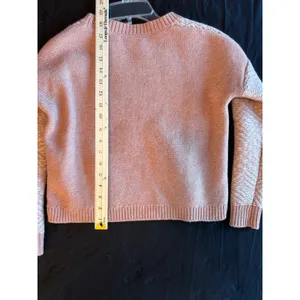 Madewell Fringe Chevron Knit Crewneck Sweater Clay Pink XXS wool thumbnail 2