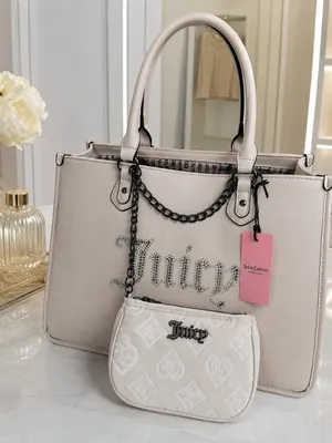 Juicy Couture Cream Rhinestone Tote with Velvet Mini Pouch NWT thumbnail 3