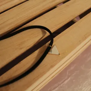 Marble Triangle Pendant Black Velvet Choker thumbnail 2