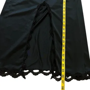 VTG 70s Maxi Half Split Slip M Lace‎ Trim Hem Romantic Goth Lace Coquette Fairy thumbnail 10