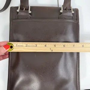 Vintage 70s Crossbody Bag Leather Brown Basic‎ Flap Purse Handbag Pocketbook thumbnail 13