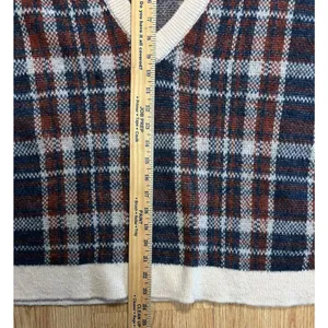 Banana Republic Womens Small Plaid V-Neck Sweater Wool Mohair Oversized Short thumbnail 6