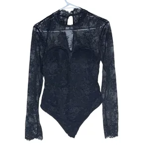 NWT Popilush Lace Shapewear Bodysuit Long‎ Sleeve Built-In Bra Open Back Large thumbnail 4