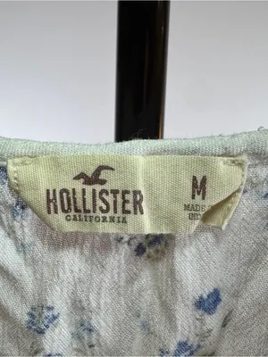 Hollister Floral Tie-Front Button Up Down Blouse Size Medium M Summer Boho thumbnail 2