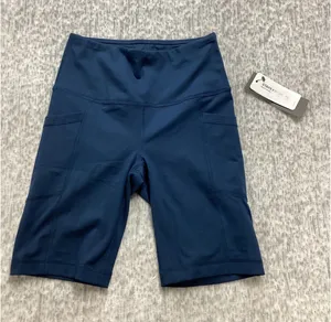 Yogalicious Lux Womens High Waisted Biker Shorts Ocean Silk Blue SHY3864P Size S thumbnail 1
