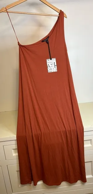 41 Hawthorn One Shoulder Dress in Warm Terracotta Sz xl thumbnail 1